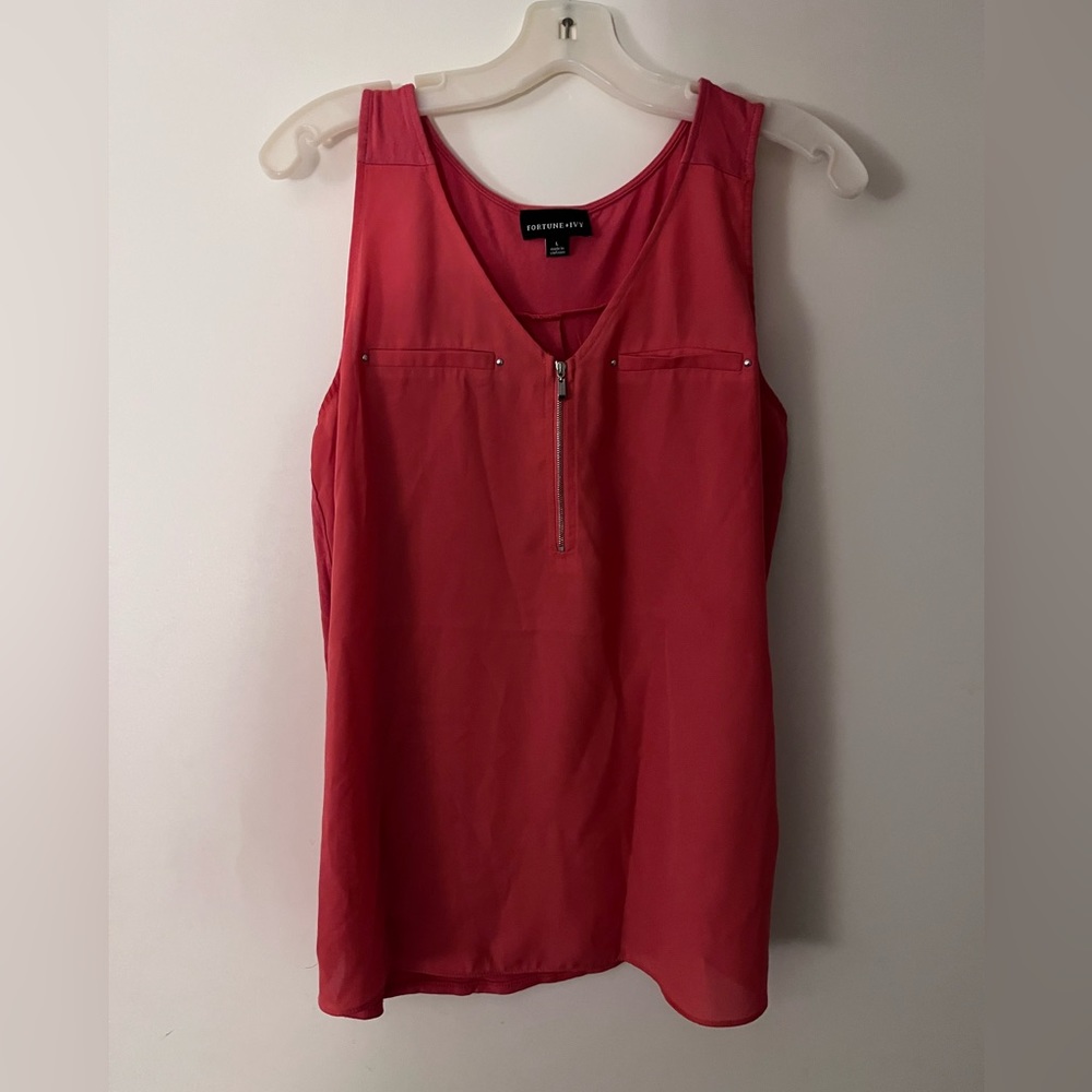 Orange Sleeveless Blouse